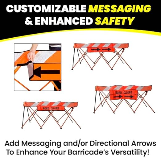 Flex-Safe Safety Barriers, Portable Expandable Barricade 7 ft Traffic Barricade Parking Barrier Folding Security Gate Scissor Gate Traffic Cones Alternative Safety Orange
