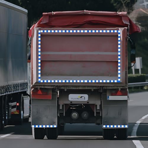Reflective Tape Blue White 1 Inch x 68 Feet, Outdoor Waterproof Warning Reflector, Night Safety Stickers for Vehicles