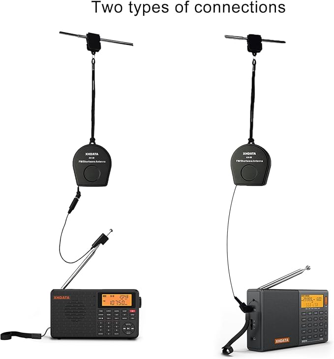 XHDATA AN-80 Shortwave Reel Antenna FM SW External Antenna Whip Antenna to Improve Signal Reception Suitable for FM SW Radio