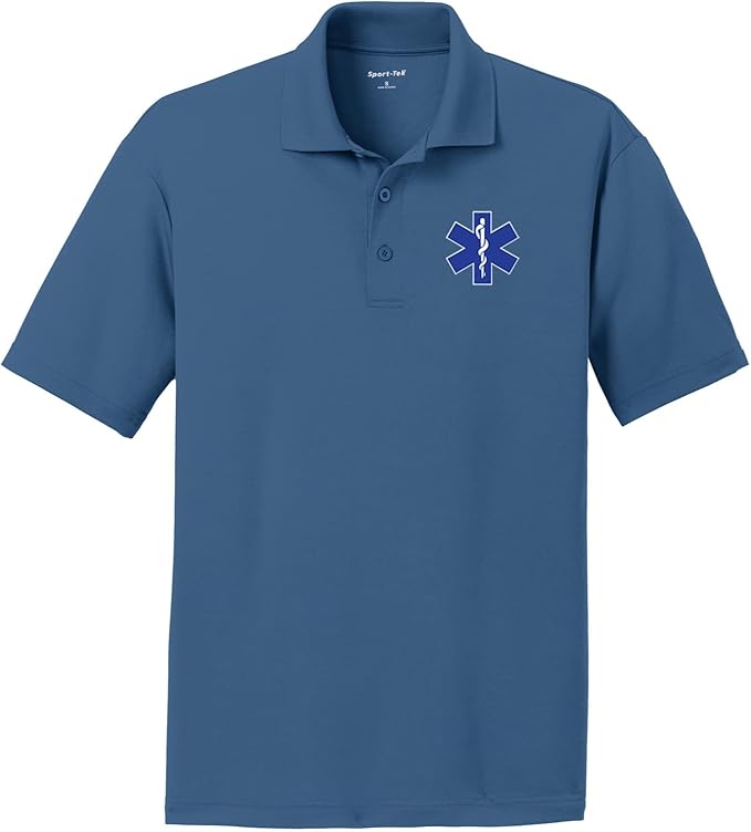EMS Star of Life Logo Chest Print Textured Polo Shirt