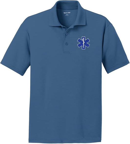 EMS Star of Life Logo Chest Print Textured Polo Shirt
