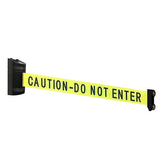 Magnetic Retractable Wall Barrier - Temporary Crowd Control Tool For Safety Queue Solution - 120" Belt Length Coverage with Strong Magnets by VIP Crowd Control (120" Caution)