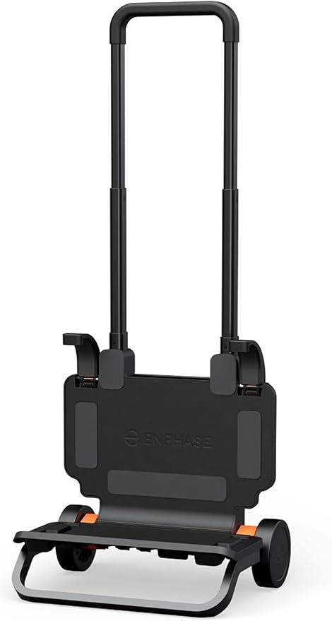 Enphase IQ Cart – Foldable Cart Designed to Securely Transport IQ PowerPack 1500, Sturdy Latches and Wheel Brakes, Extendable Handle, Easy to Carry and Store, 5-Year Limited Warranty