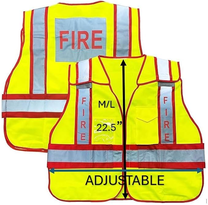 VIEWBRITE Reflective Class 2 Fire Vest Lime Green - 5 Point Breakaway High Visibility Yellow Fire Fighter Vest