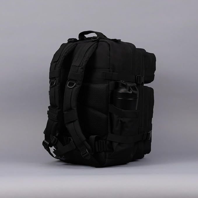 WOLFpak 45L Athletic Gym Backpack - Durable 1000D Waterproof Oxford Material with MOLLE Webbing, Laptop Pocket & Dual Cup Holders, Durable Fitness/Travel/Military Daypack (Nightshade Edition)