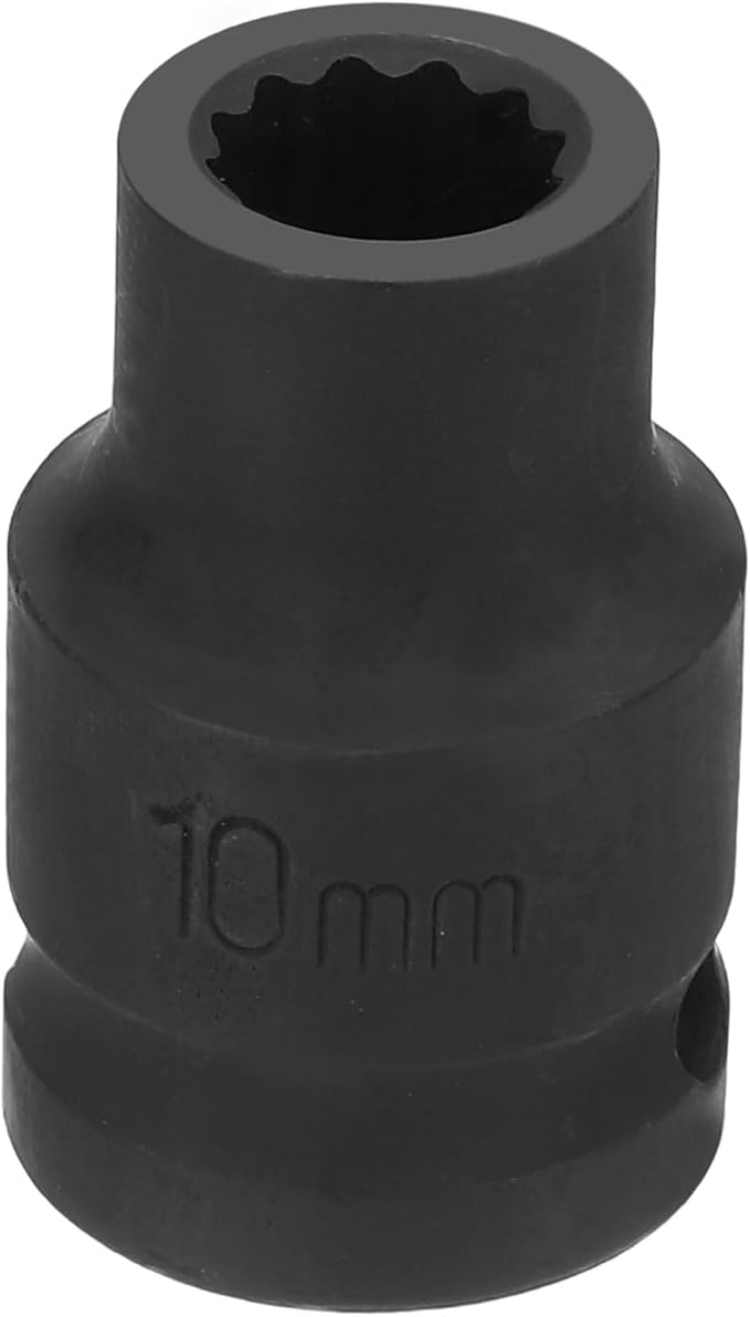 HARFINGTON 12-Point Impact Socket 1/2 Inch Drive 10mm Metric Cr-V Shallow Impact Socket Nut Driver Wrench for Auto Repair