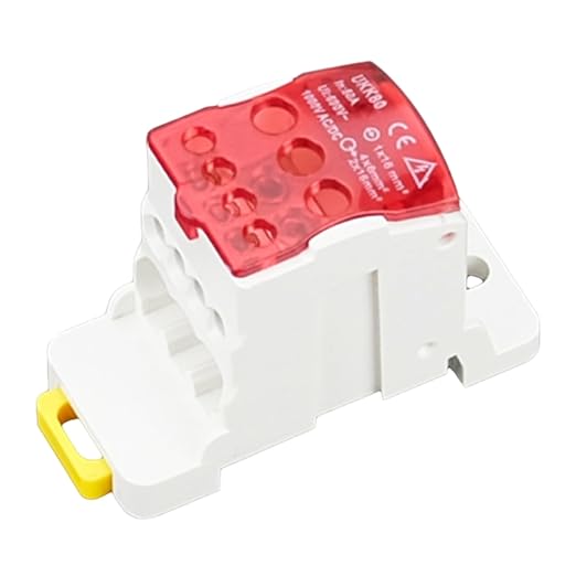 DIN Rail Distribution Box,690V 80A Positions Screw Terminal Block Junction Box Breaker Box Circuit Breaker Distribution Box for Various Power Distribution Needs (Red, 80A)