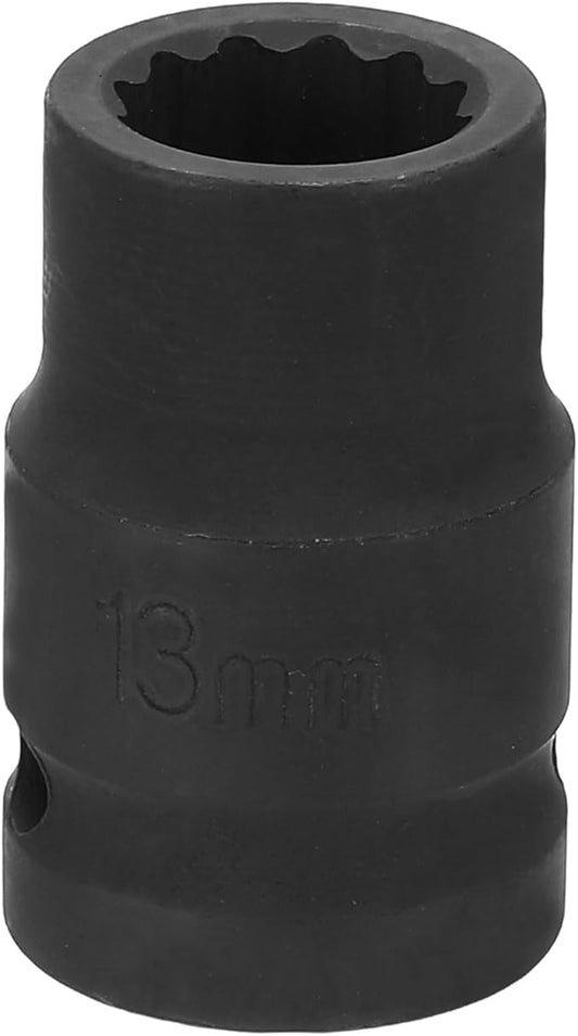 HARFINGTON 12-Point Impact Socket 1/2 Inch Drive 13mm Metric Cr-V Shallow Impact Socket Nut Driver Wrench for Auto Repair