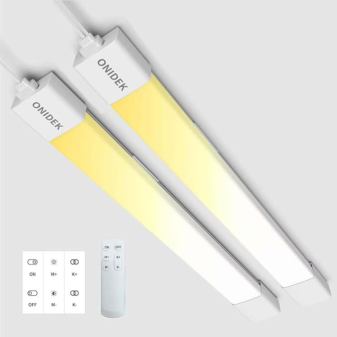 Under Cabinet Lights with Plug. 2700K-6500K Dimming and Color. with Wireless Control Panel and Remote Control.25W 2500LM for Garage, Kitchen, Bathroom, Closet, Office (36 inch-2PCS)