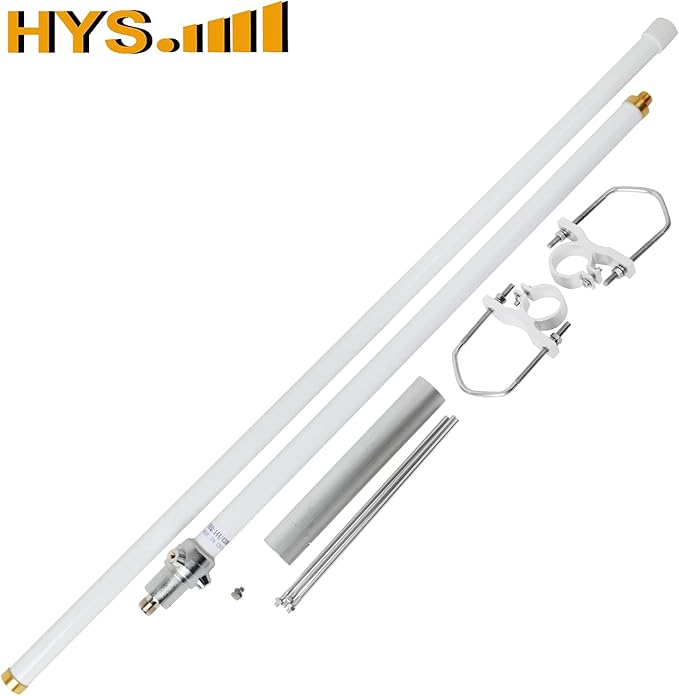 HYS 200W GMRS Base Antenna 5/8 Wave 7.2dBi Pre-Tuned 462-467MHz for Motorola Repeater GR1225 GR500, Midland Anytone Mobile Radio, Fiberglass Omnidirectional