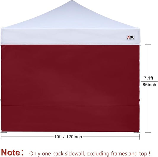 ABCCANOPY Instant Canopy SunWall 10x10 FT, 1 Pack Sidewall Only, No Frame or Top, Burgundy