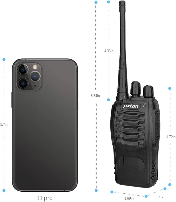 pxton walkie talkies for Adults Long Range with Upgraded Earpiece,radios walkie talkies Rechargeable Portable Two Way Radios with 6 Way Multi Gang Charger and Li-ion Battery (6 Pack)