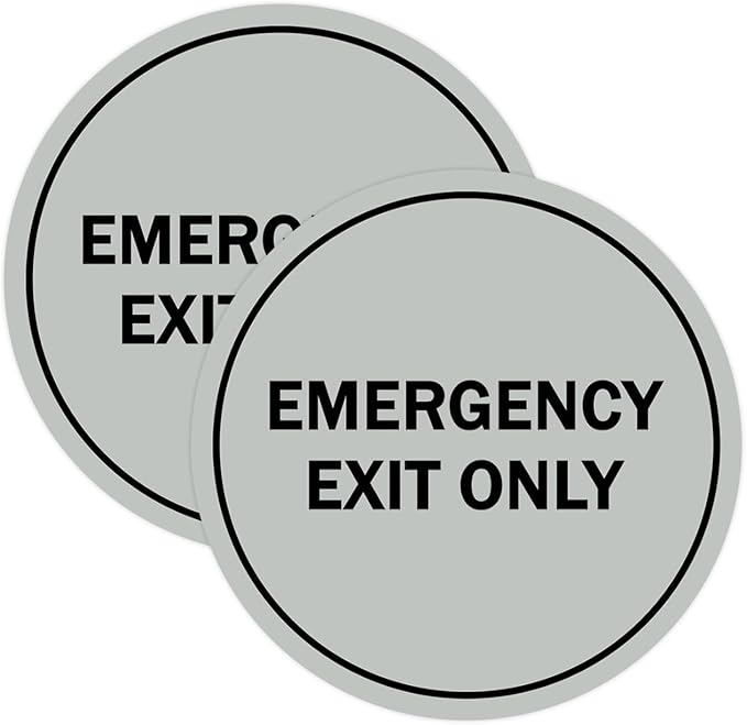 Signs ByLITA Circle Emergency Exit Only Sign (Lt Gray) - Large 2 Pack