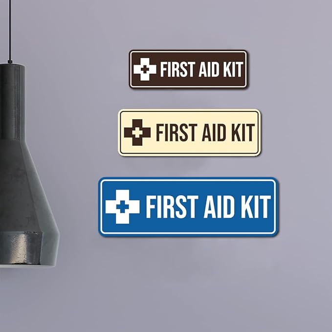 Standard First Aid Kit Sign (Blue) - Large (10 Pack)