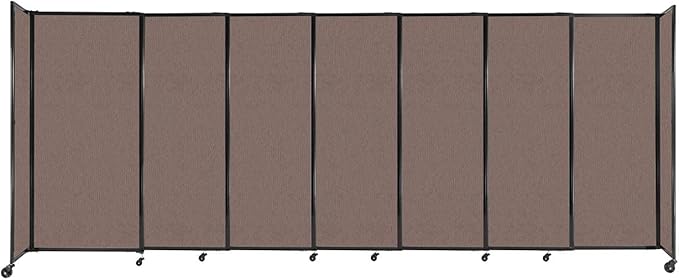Versare Straightwall Sliding Portable Wall Partition | Freestanding Office Dividers | Locking Wheels | Temporary Room Separator | 15'6'' Wide x 6' Tall Latte Fabric Panels