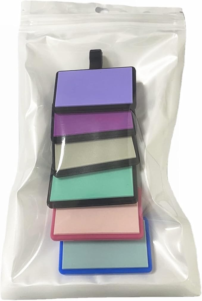 6 Pack Original Silent Square Shape Silicone Pet Tag,Modifiable ID Dog Tags,with Double Blank Sides to Engrave,6 Popular Colors in One Set