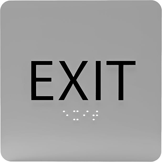 6" X6" Exit Sign - ADA Compliant Tactile Graphics Grade 2 Braille Text Acrylic Wall Signs - Emergency Rescue Safety Door Sign for Schools, Offices, Businesses, and Restaurants