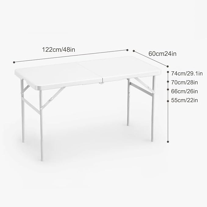 JHDXL Folding Table Portable Heavy Duty Plastic, Fold-in-Half Utility Foldable Table Plastic Dining, Indoors Wood Folding DeskTops, for Party, Dining, Wedding, Camping, Picnic
