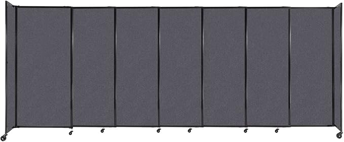 Versare Straightwall Sliding Portable Wall Partition | Freestanding Office Dividers | Locking Wheels | Temporary Room Separator | 15'6" Wide x 6' Tall Dark Gray SoundSorb Panels