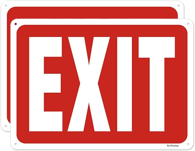 2 Pack Exit Sign, Do Not Enter Emergency Sign Metal, 14 x 10 Inches Reflective Aluminum Easy Mounting UV Protected Weather Resistant Durable Ink