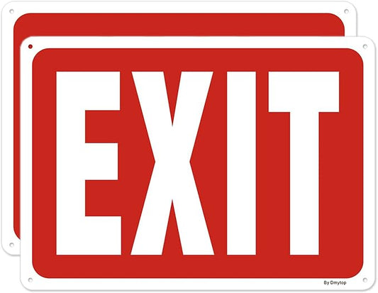 2 Pack Exit Sign, Do Not Enter Emergency Sign Metal, 14 x 10 Inches Reflective Aluminum Easy Mounting UV Protected Weather Resistant Durable Ink
