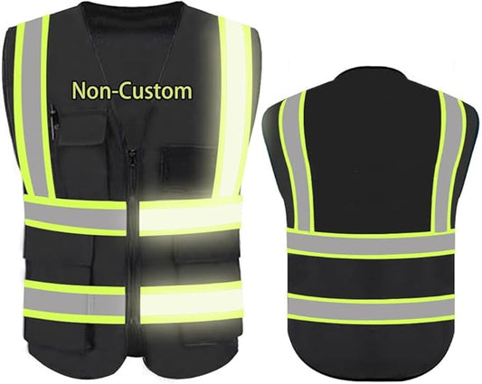 YOWESHOP High Reflective Visibility Safety Vest Custom Your Logo Safety Workwear with Reflective Strips and Front Zipper