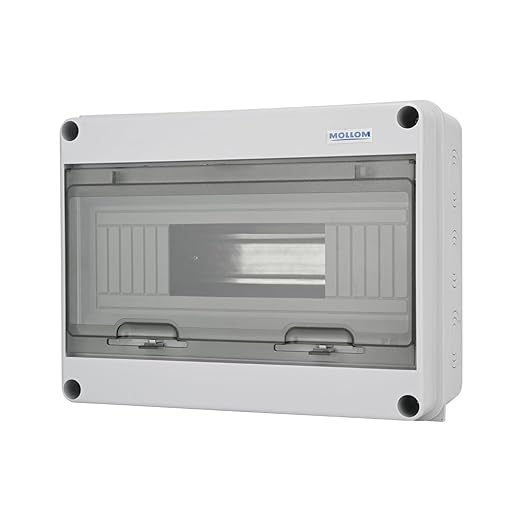 MOLLOM 12 Way Circuit Breaker MCB Distribution Protection Box with DIN Rail, IP65 Waterproof,for Indoor and Outdoor