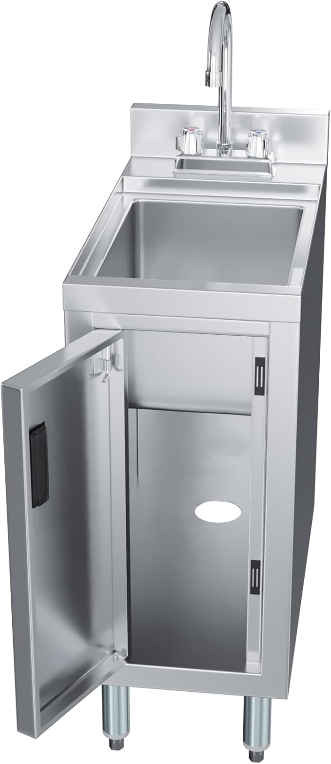 AmGood 22 in. x 12 in. Stainless Steel Underbar Hand Sink with Cabinet Base