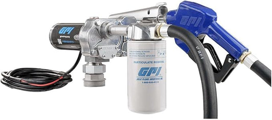 GPI - M-150 Series Fuel Transfer Pump, Automatic Shut-Off Nozzle with Filter Kit, 15 GPM, 12 Volt (110612-03)