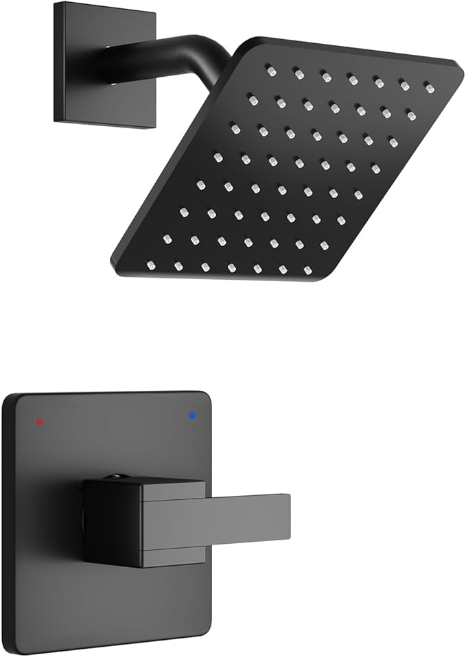 Replacement for Delta Faucet Shower Trim Kit 14 Series, Bathroom Shower Faucet Set with 6-Inch Matte Black Shower Head（Valve/Cartridge Not Included）