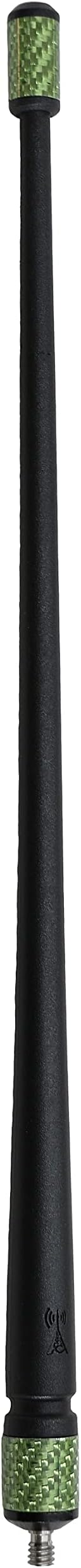 Votex - The Spartan - 13 3/4 Inch Short Flexible Rubber Antenna - Green Carbon Fiber Trim - Tuned Internal Copper Coil - Part Number A601-FUB-15