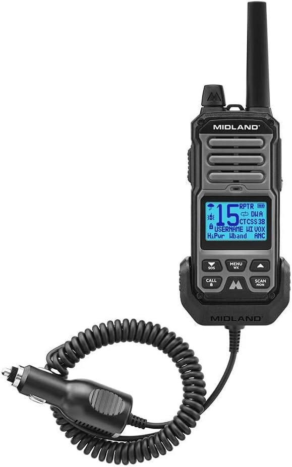 Midland GXT67 PRO 5W GMRS Radio - Two-Way Midland Walkie Talkie - Repeater Capable, IP67 Waterproof, Active Noise Canceling, Hands-Free Operation, 99 Channels, 16-Hour Battery - 2 Pack