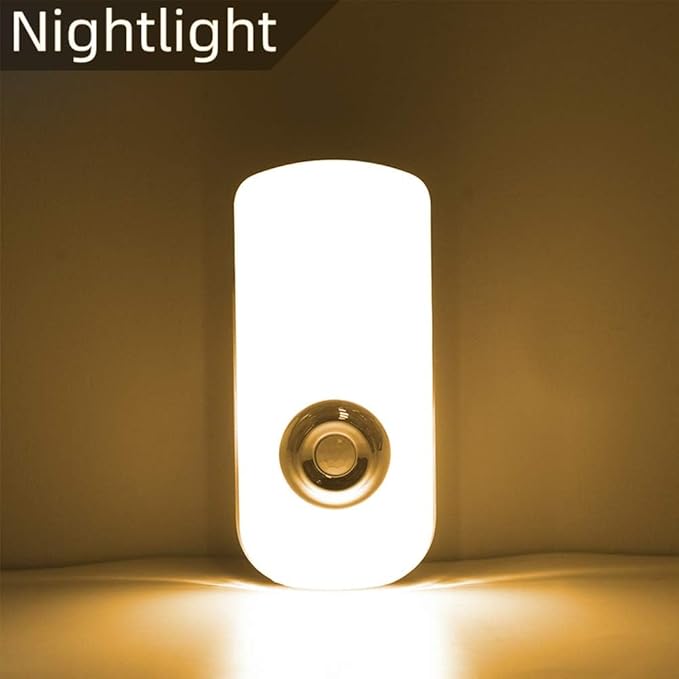 2 Pack LED Night Flashlight Motion Sensor Cut 3-in-1, Rechargeable Emergency Light, Auto Sensing Energy Saving Wall Mount Plug-in Light Portable LED Torch - Small Size Warm White