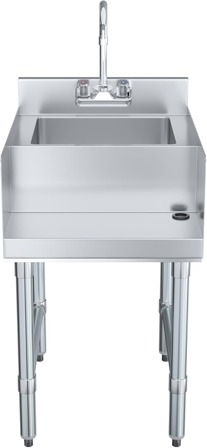 AmGood 22 in. x 18 in. Stainless Steel Blender Station with Dump Sink and Faucet
