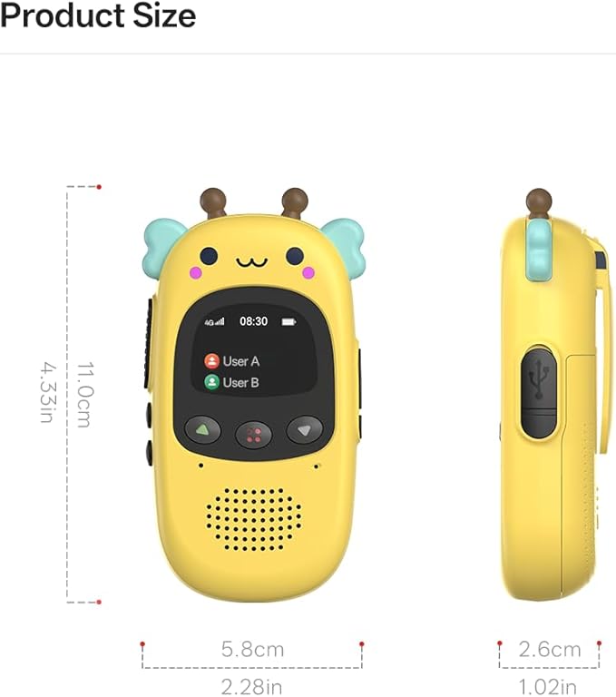 CBCBTWO GM-168 Bee 4G LTE PoC Walkie Talkies, Long Range Push-to-Talk Two Way Radio, No Monthly Fee, 1st Year SIM Included for Couples Parents Family Outdoor Use