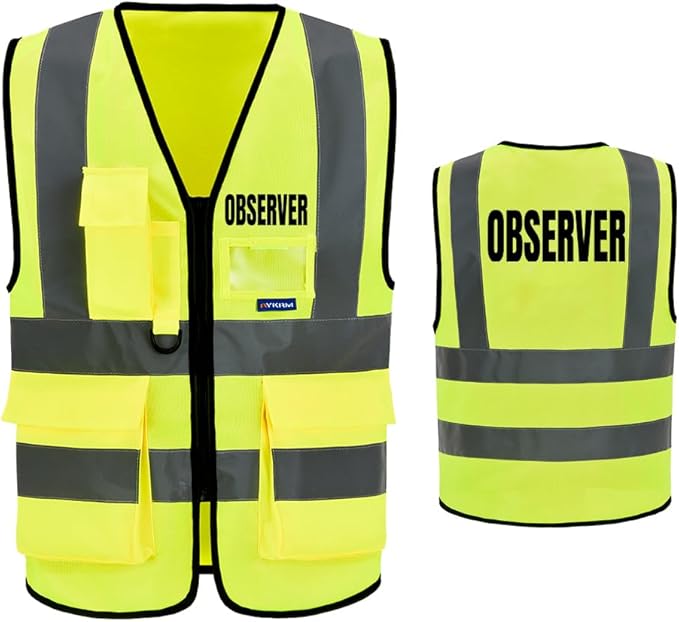 Reflective Security Safety Vests Heavy Duty with 7 Pockets and Front Zipper