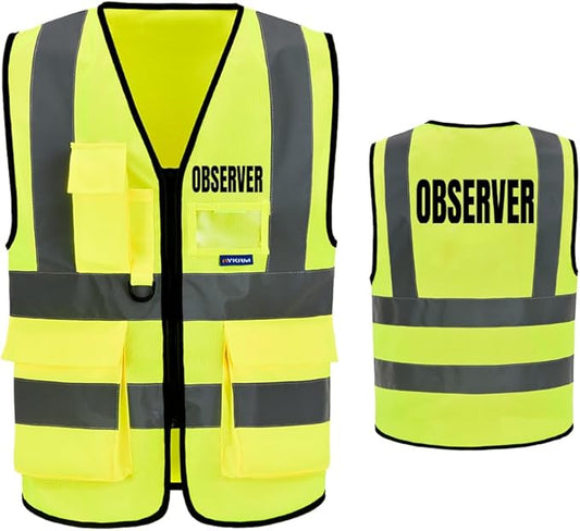 Reflective Security Safety Vests Heavy Duty with 7 Pockets and Front Zipper