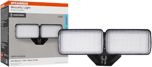 Sylvania 14W Dusk to Dawn Security LED Light, Hardwired, 1500 LMS, Wet Rated, 5000K, Daylight - 1 Pack (66475)