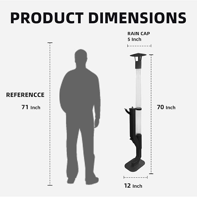 Wood Pellet Patio Heater, Portable Gravity Feed Outdoor Heater with Glass Tube Flame, Smokeless Non-Electric Rocket Stove for Backyard, Deck, Camping & RV (Black) (70" wheels)