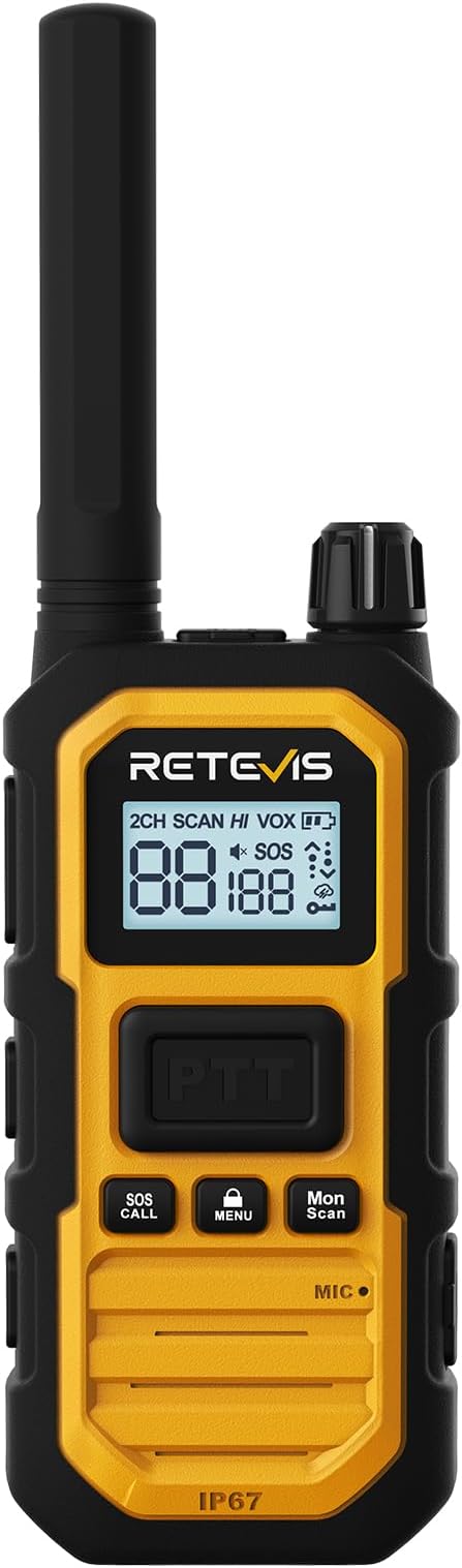 Retevis RB48 Plus Walkie Talkies Long Range, Heavy Duty Rechargeable GMRS Two Way Radios, IP67 Waterproof, Shock Resistant, Group Call, VOX(6 Pack with Gang Charger)