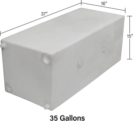 36 Gallon RV Fresh Water Tank, Potable Water Storage Tank for Drinking, Cooking, Cleaning, Showering, for Campers, Trailers, Motorhomes, RVs, Cube Shape, 37" x 16" x 15" (WT-5549)