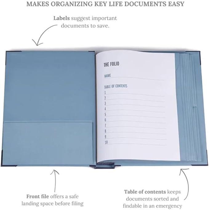 Life Book Document Organizer End of Life Planner Important Documents Binder Folio Secure Storage Family Emergency Kit Estate Planning (Blue)