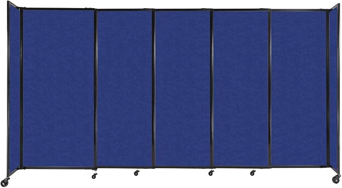 Versare Straightwall Sliding Portable Wall Partition | Freestanding Office Dividers | Locking Wheels | Temporary Room Separator | 11'3" Wide x 6' Tall Blue SoundSorb Panels