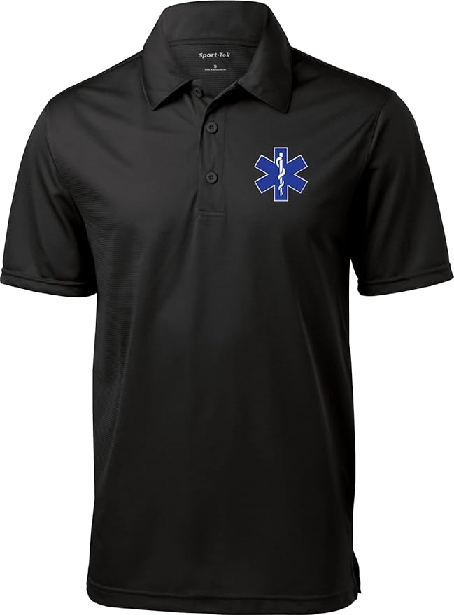 EMS Star of Life Logo Chest Print Textured Polo Shirt