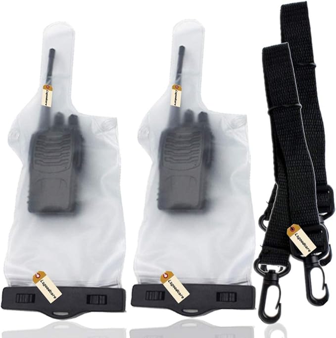 Lsgoodcare 5Pcs Portable Two Way Radio Waterproof Rainproof Bag Case Pouch Compatible with Motorola Kenwood Midland UV-3R UV-5R PX-888 Walkie Talkie Radio,5 Inch x 13.8 Inch, White