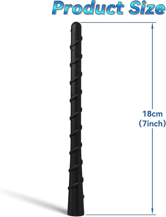 SZSAUTO Car Truck Spiral Antenna, 7 Inch Waterproof PVC Rubber Antenna Mast Replacement, Vehicle Radio FM AM Antennas, Flexible Short Antenna for Cars Trucks SUVs Off-Roads