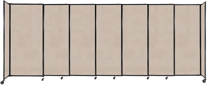 Versare Straightwall Sliding Portable Wall Partition | Freestanding Office Dividers | Locking Wheels | Temporary Room Separator | 15'6" Wide x 6' Tall Beige SoundSorb Panels
