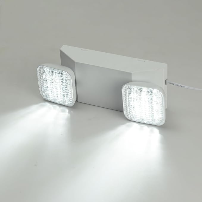 Plug in Emergency Lights for Business Home Power Failure 4Hours 300lm LED Commercial Emergency Light Fixtures with Battery Backup Rechargeable Adjustable Two Heads AC85-277V