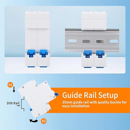 16 Amp Miniature DC Circuit Breaker 500V 2 Pole, Solar PV Disconnect Switch with Thermal Magnetic Trip, DIN Rail Mount Isolator C16