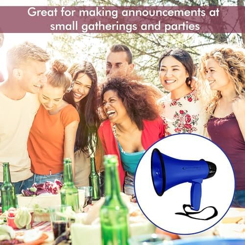 Technical Pro 20 Watts Lightweight Portable 300M Range Megaphone Bullhorn with Strap, Siren, and Volume Control, Good for Trainers, Soccer, Football, Baseball, Coaches